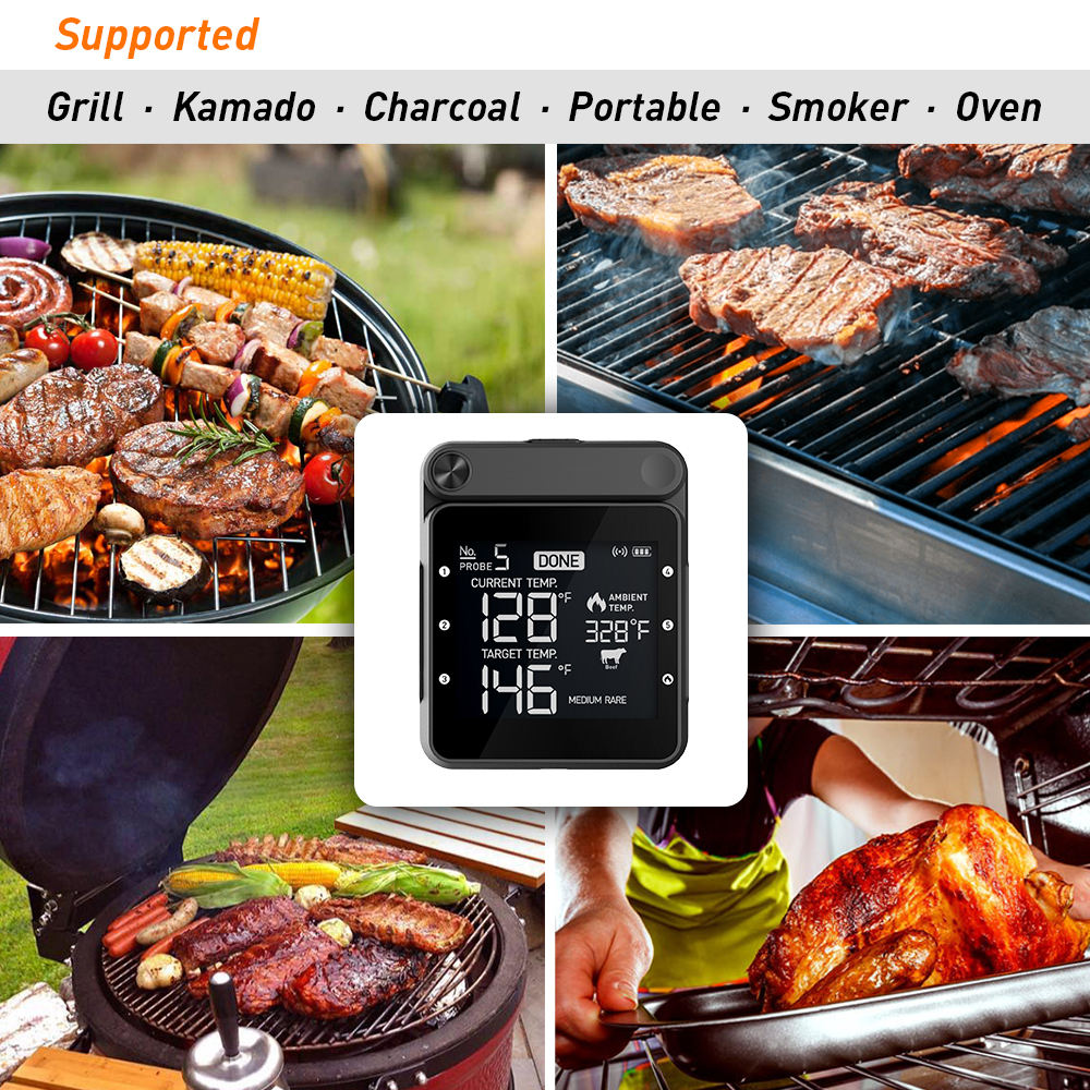 Smart Rechargeable Digital Wifi Remote Meat Barbecue BBQ Thermometer For Pizza Oven Grilling Smoker With Magnet