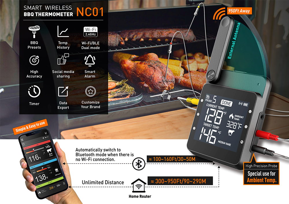 BBQ Dragon Wireless meat thermometer Digital Remote Meat